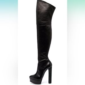 FSJ Thigh High Black Platform Boots